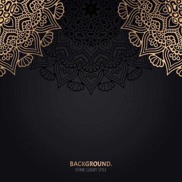 islamic black background with gold mandala decoration