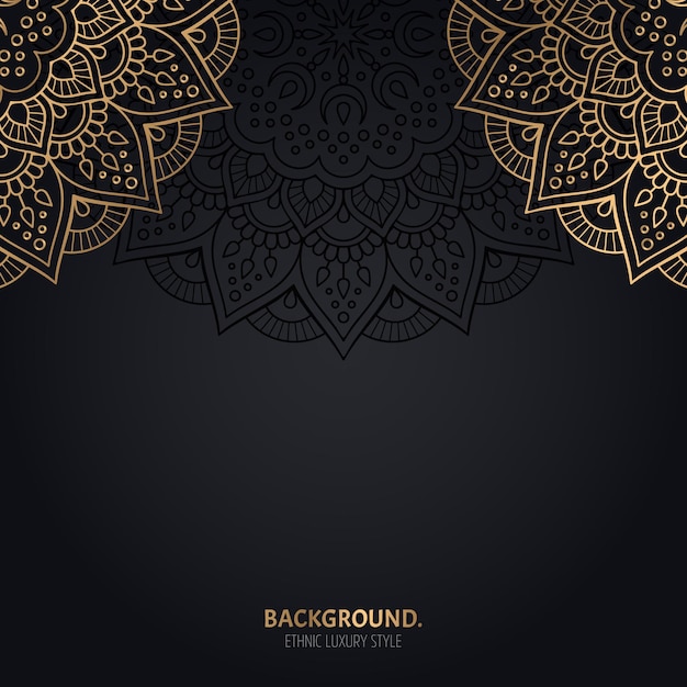 Islamic black background with gold mandala decoration