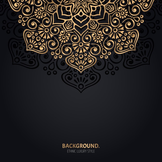 islamic black background with gold mandala decoration