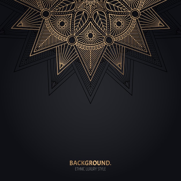 Islamic black background with gold mandala decoration