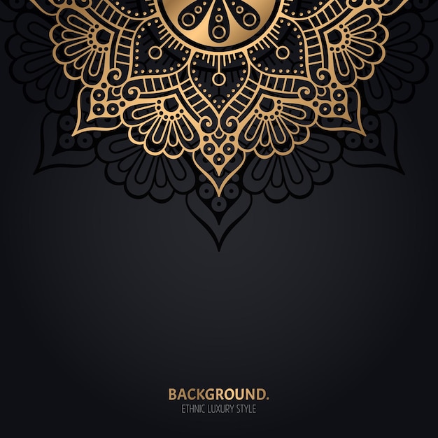 Islamic black background with gold mandala decoration