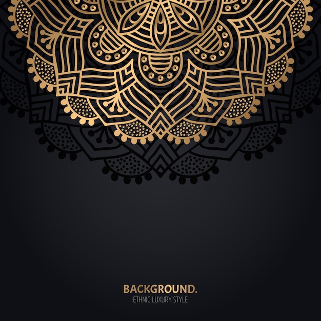 islamic black background with gold mandala decoration