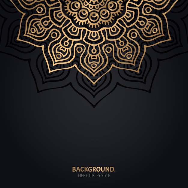 Sfondo nero islamico con decorazioni in oro mandala