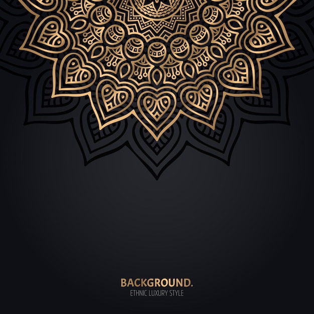 Sfondo nero islamico con decorazioni in oro mandala