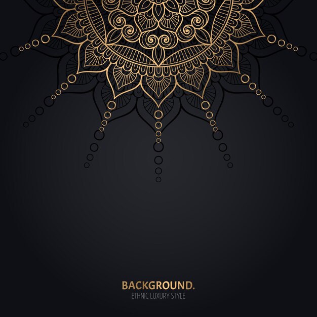 Islamic black background with gold mandala decoration