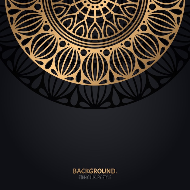 islamic black background with gold mandala decoration