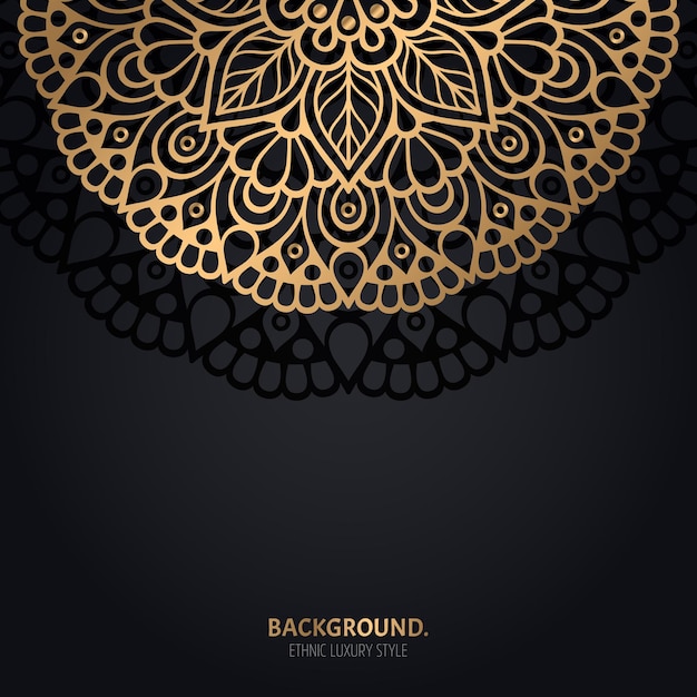 Islamic black background with gold mandala decoration