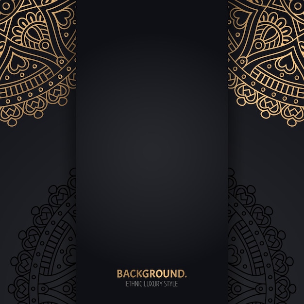 islamic black background with golden Geometric mandala circles