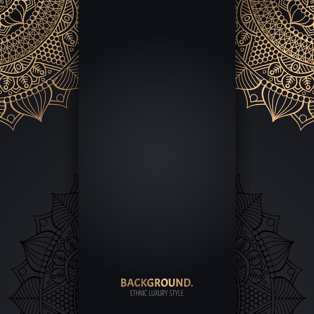 islamic black background with golden Geometric mandala circles