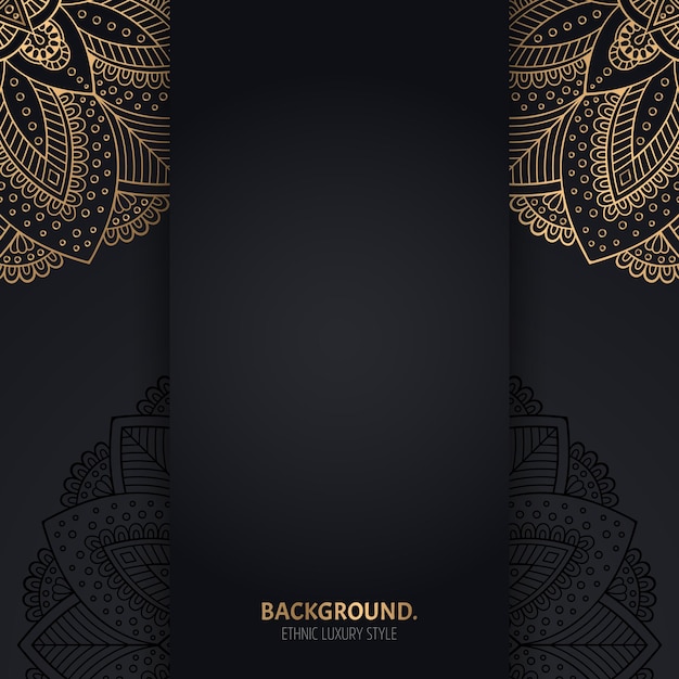 Islamic black background with golden geometric mandala circles