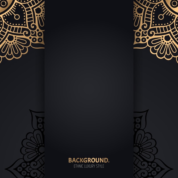 Islamic black background with golden geometric mandala circles