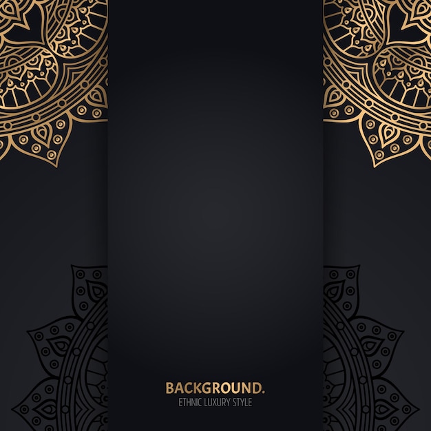 islamic black background with golden Geometric mandala circles