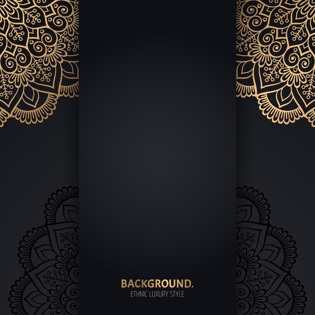 Islamic black background with golden geometric mandala circles