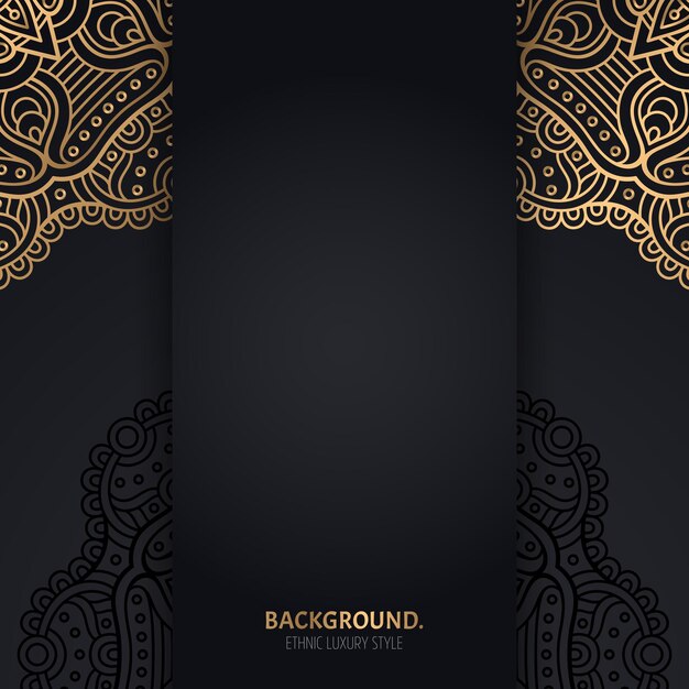 islamic black background with golden Geometric mandala circles