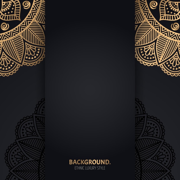 islamic black background with golden Geometric mandala circles