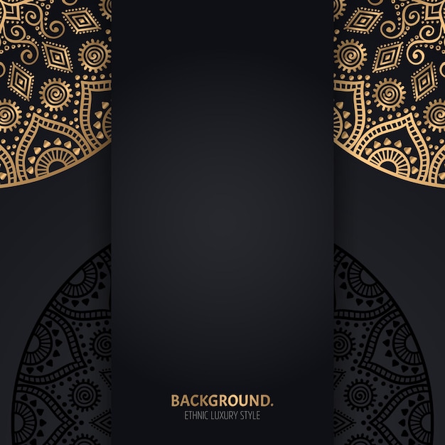 Islamic black background with golden geometric mandala circles