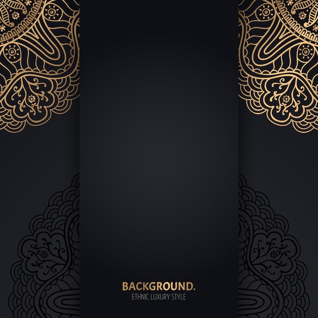 islamic black background with golden Geometric mandala circles