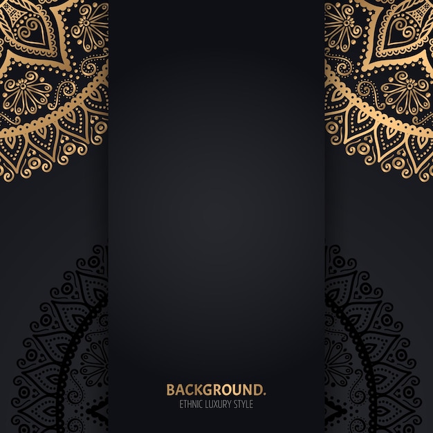 islamic black background with golden Geometric mandala circles