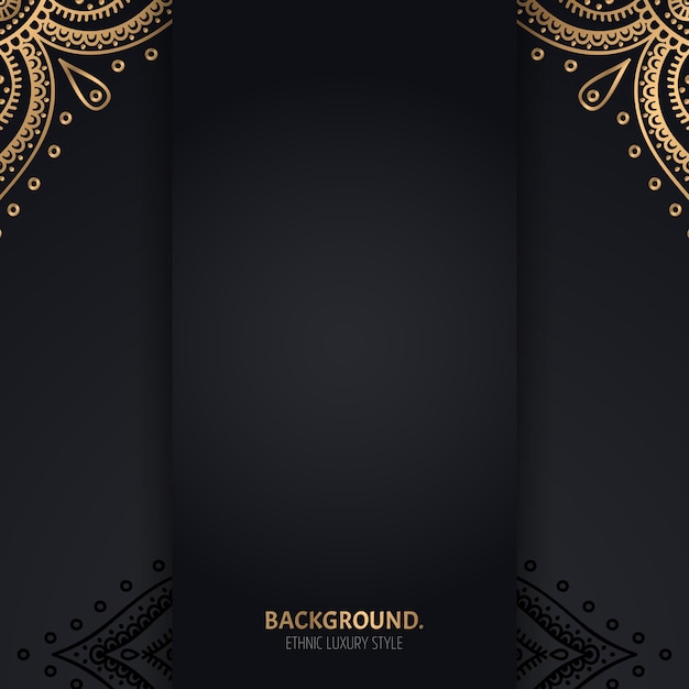 islamic black background with golden Geometric mandala circles