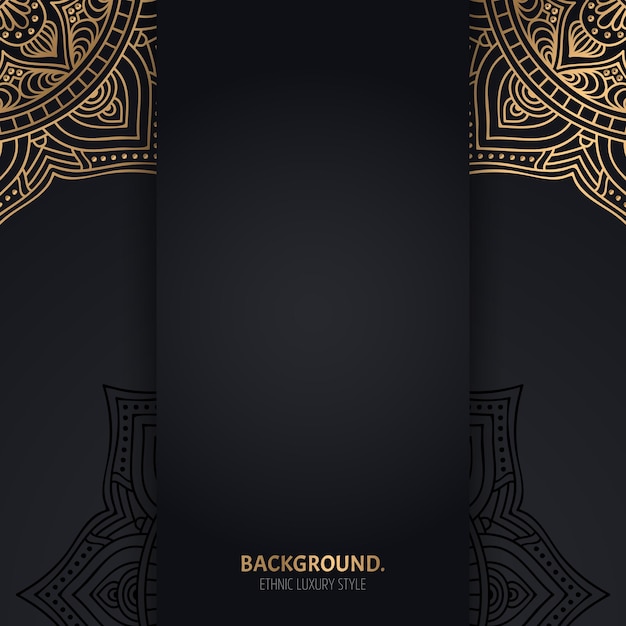 islamic black background with golden Geometric mandala circles