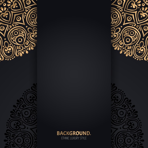 islamic black background with golden Geometric mandala circles