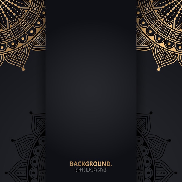 islamic black background with golden Geometric mandala circles