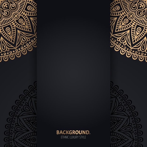 islamic black background with golden Geometric mandala circles