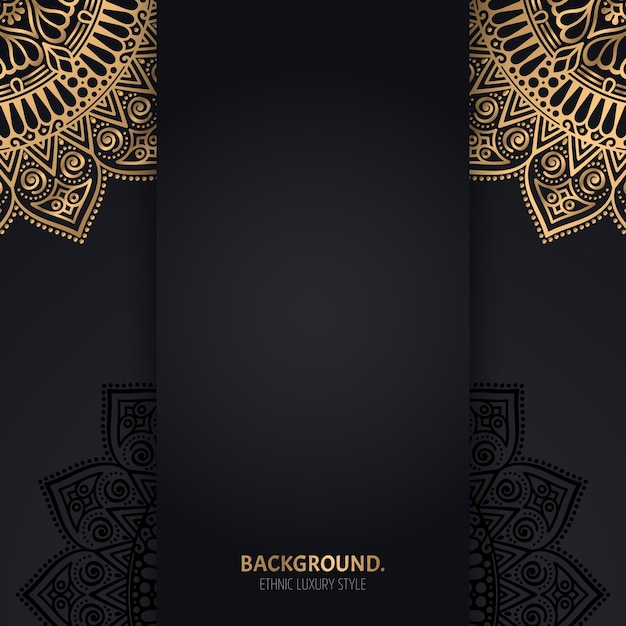 islamic black background with golden Geometric mandala circles