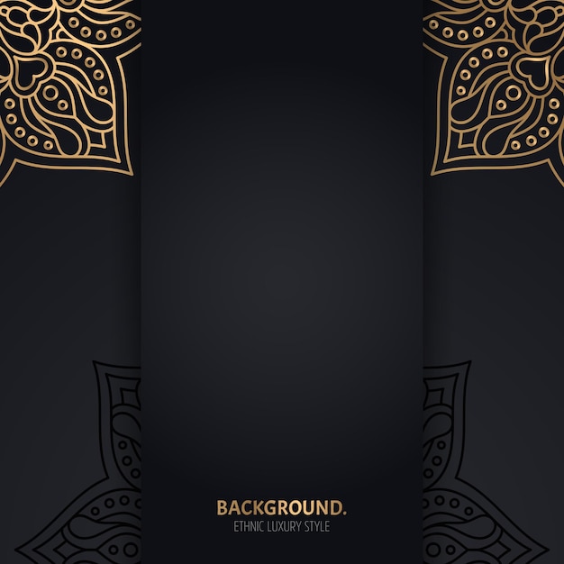 Islamic black background with golden geometric mandala circles