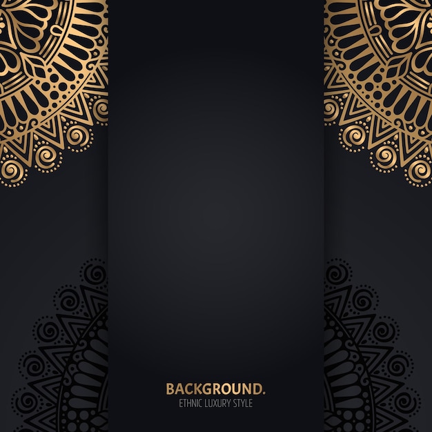 islamic black background with golden Geometric mandala circles