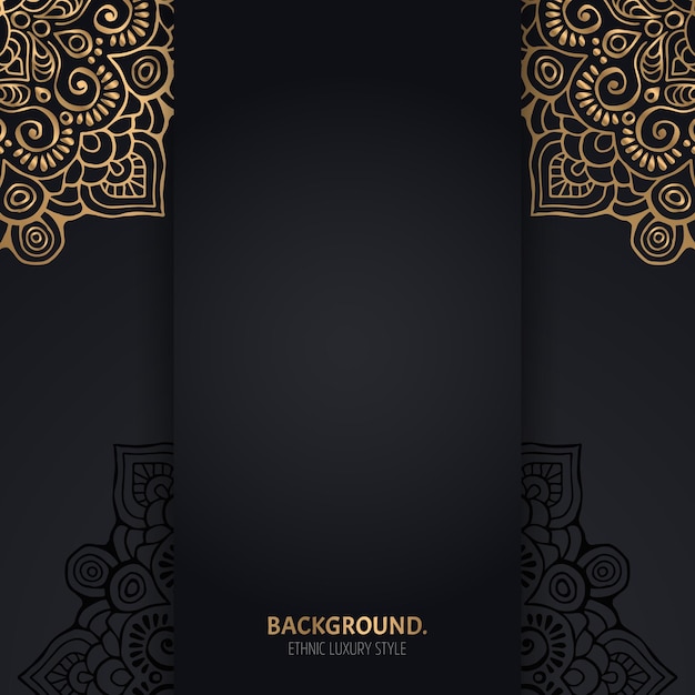 islamic black background with golden Geometric mandala circles