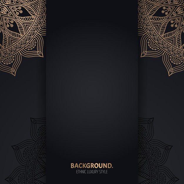 islamic black background with golden Geometric mandala circles