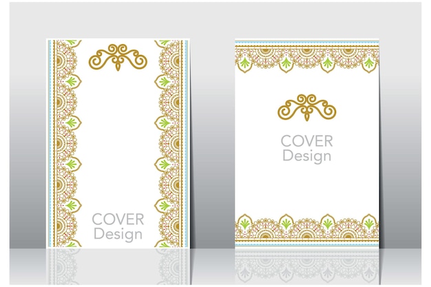 Islamic book cover. Decorative vintage frame or arabic border cover design. traditional ornament.