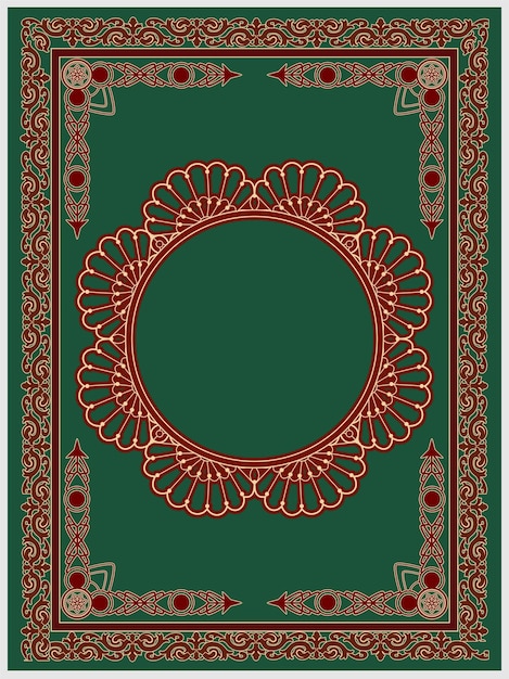 Islamic Book cover final design, arabic border, frame, vintage, ornament, mandala background