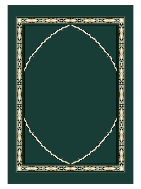 islamic book cover, golden decorative floral frame design