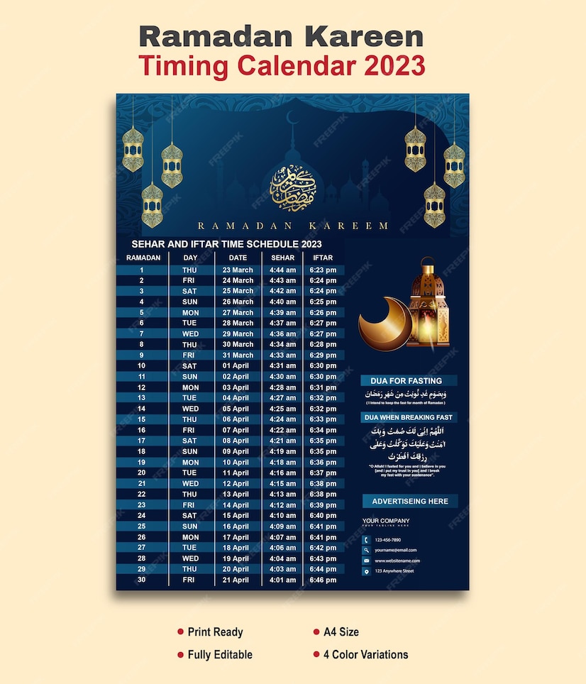 Premium Vector Islamic Calendar Design And Sehri Iftar Time Schedule