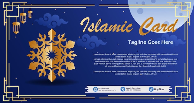 Vettore carta islamica banner icona logo design piatto vettoriale semplice