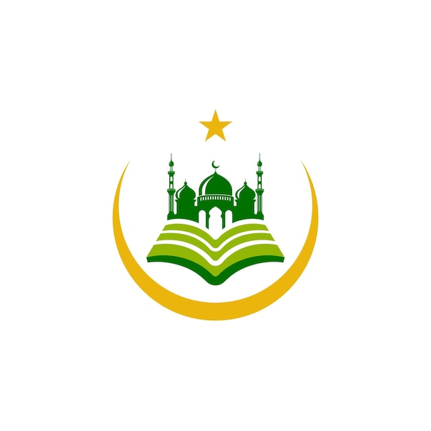 Islamic center icon silhouette logo design template with mosque vector illustration