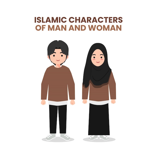 Vector islamic characters of man and woman_05