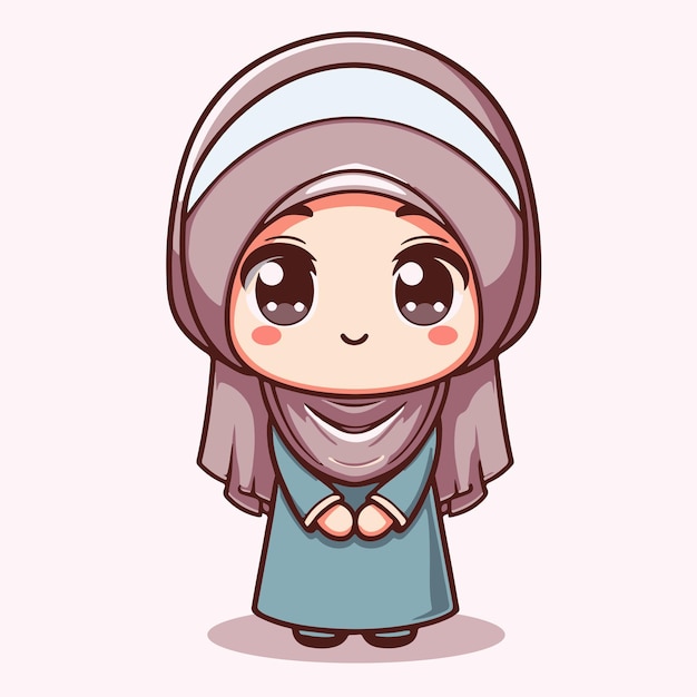 Islamic Chibi Character Girl Vector