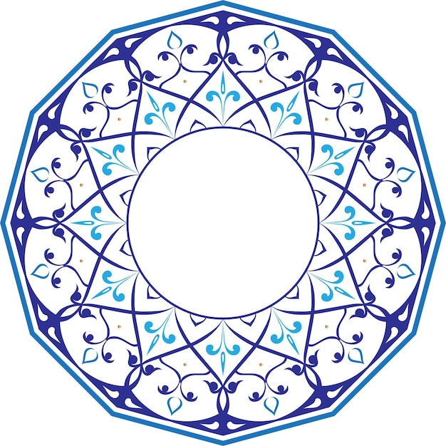 islamic circular pattern ornamental frame