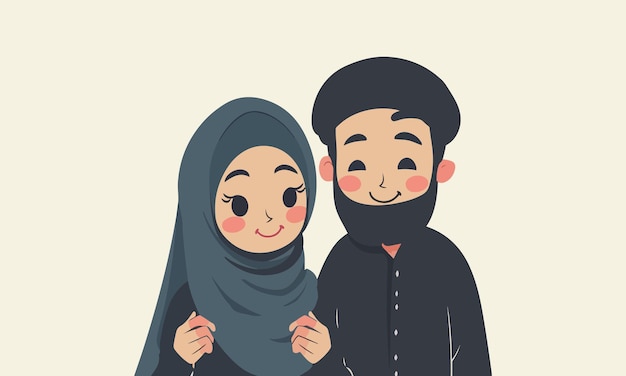 Vector islamic couple isolated vector design