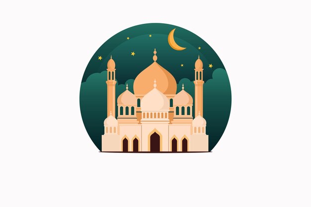 벡터 모스크 초승달 라마단 카림 mawlid iftar isra miraj eid al fitr adha muharram 복사 공간 벡터 일러스트와 함께 이슬람 장식 배경