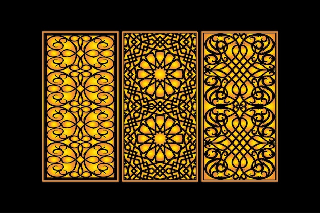 Islamic Decorative Abstract Laser Cut Panels Template with Geometric Texture and Floral laser