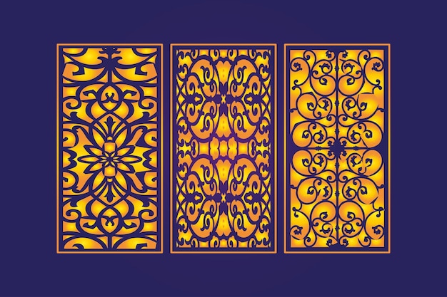 Islamic Decorative Laser Cut Panels Template With Abstract Geometric Texture and Floral Laser