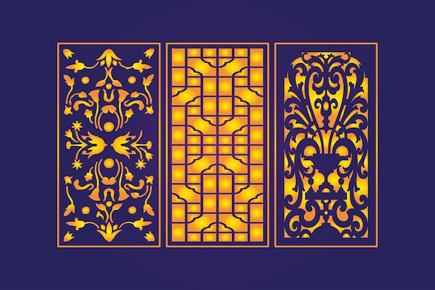 Islamic Decorative Laser Cut Panels Template With Abstract Geometric Texture and Floral Laser