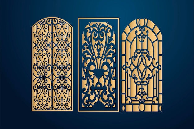 Islamic decorative laser cut panels template with abstract texture geometric and floral laser