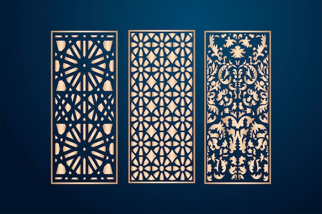 Islamic decorative laser cut panels template with abstract texture geometric and floral laser