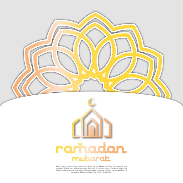 Concetto di design islamico mandala astratta con ornamento a disegno e elemento lanterna ramadan kareem