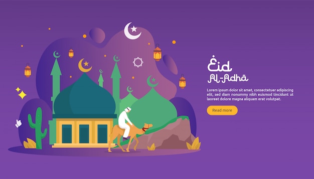 Исламская концепция дизайна иллюстрации для happy eid al adha или событие жертвоприношения